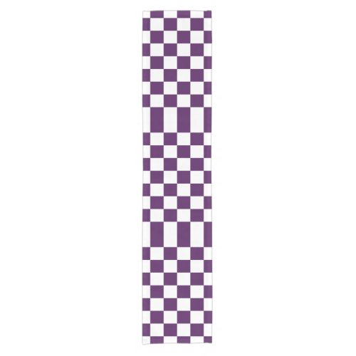 Checkered Purple and White Table Runner