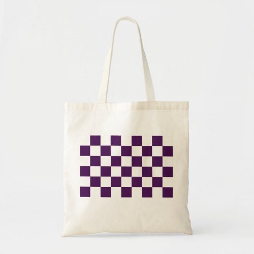 Checkered Purple and White Tote Bag