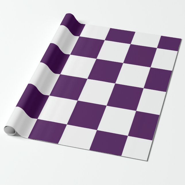 Checkered Purple and White Wrapping Paper (Unrolled)