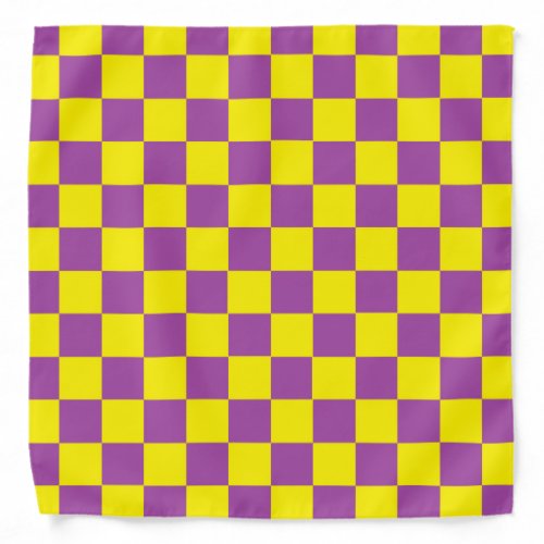Checkered Purple and Yellow Bandana