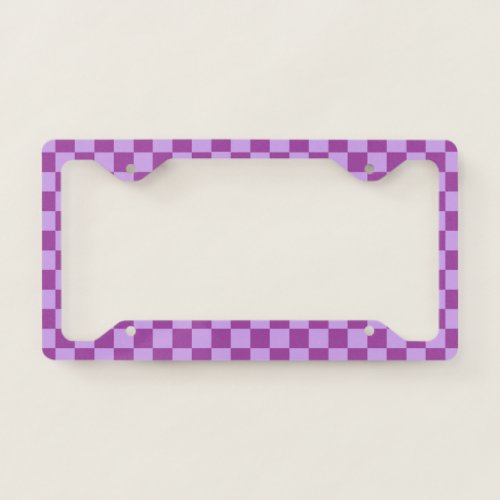 Checkered Purple License Plate Frame