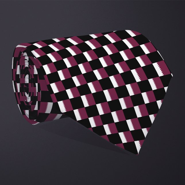 Checkered Qatar Flag Pattern  Neck Tie (Creator Uploaded)
