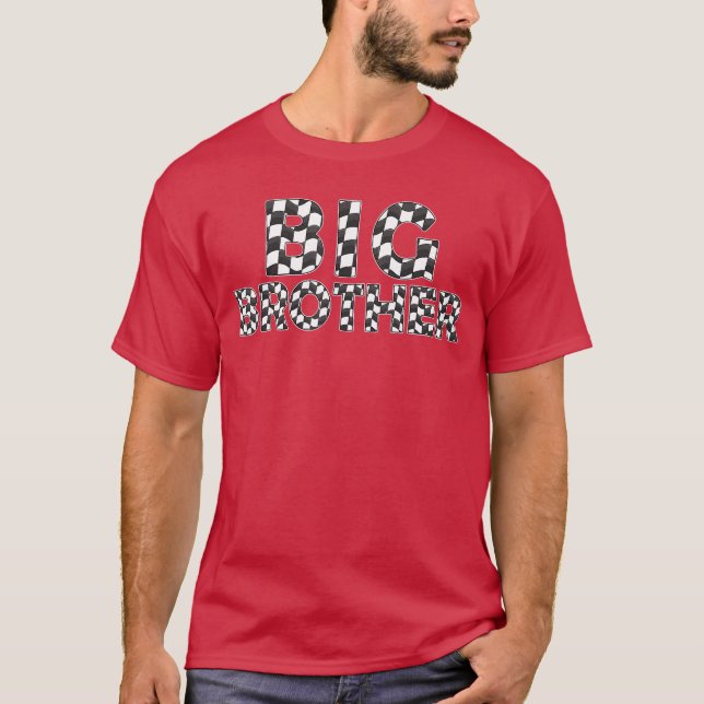 Checkered race Big Brother White Black Checkerboar T-Shirt (Front)