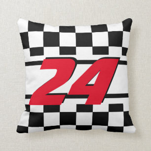 Checkered Race Car DIY Color Number Throw Pillow