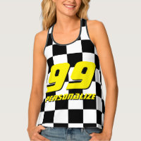 Checkered race flag racerback tank top for women