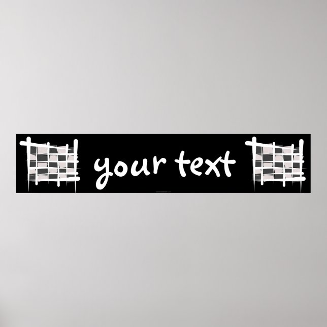 Checkered Racing Brush Flag Banner Poster (Front)