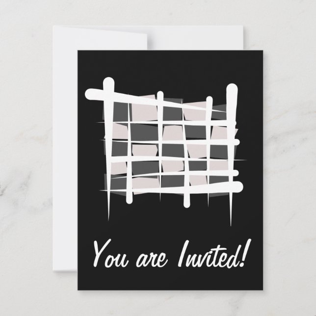 Checkered Racing Brush Flag Invitation (Front)
