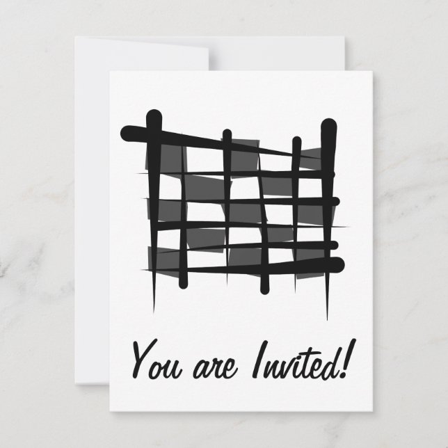 Checkered Racing Brush Flag Invitation (Front)