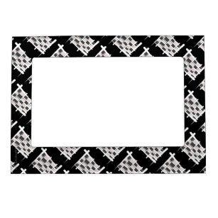 Checkered Racing Brush Flag Magnetic Photo Frame