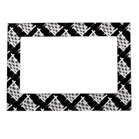 Checkered Racing Brush Flag Magnetic Photo Frame