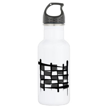 Checkered Racing Brush Flag Stainless Steel Water Bottle by representshop at Zazzle