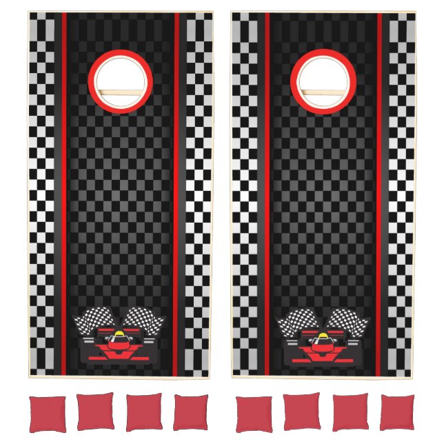 Checkered Racing Design Cornhole Set (Set)
