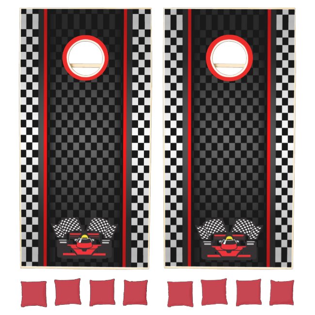 Checkered Racing Design Cornhole Set