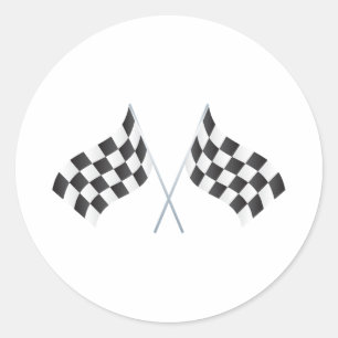 checkered racing flags graphic classic round sticker