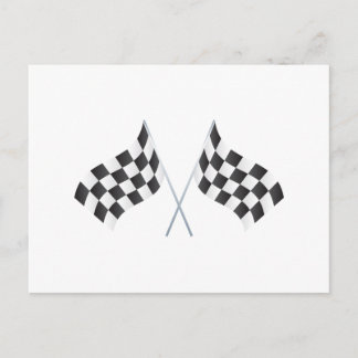 checkered racing flags graphic postcard