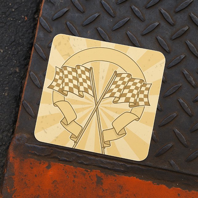 Checkered Racing Flags Motorsport Finish Line Square Sticker (Creator Uploaded)