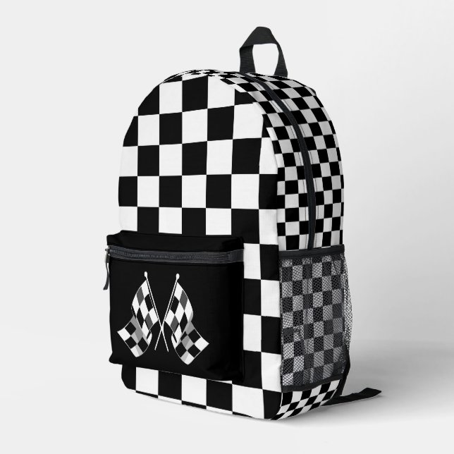 Checkered Racing Flags  Printed Backpack (Back Corner Right)