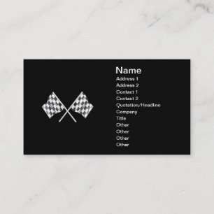 checkered racing flags with a black background business card