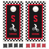 Checkered Racing Square BMX Monogram Cornhole Set