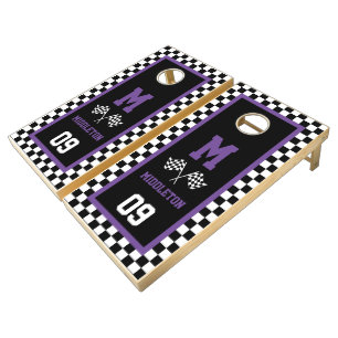Checkered Racing Square Design Cornhole Set
