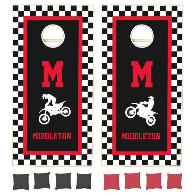 Checkered Racing Square Motorcross Cornhole Set (Set)