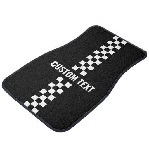 Checkered Racing Stripe Car Mats - Custom Text | Zazzle