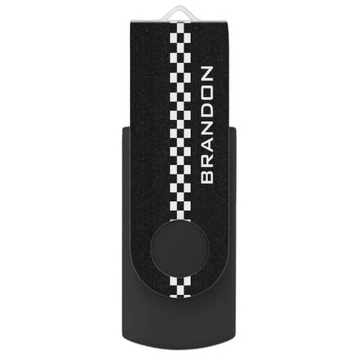 Checkered Racing Stripe Design Flash Drive