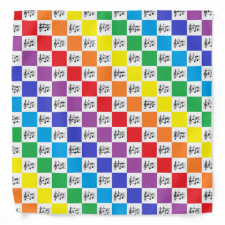 Checkered Rainbow and Musical Notes Bandana