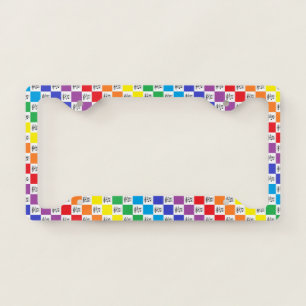 Checkered Rainbow and Musical Notes License Plate Frame