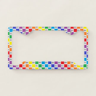 Checkered Rainbow and Musical Notes License Plate Frame