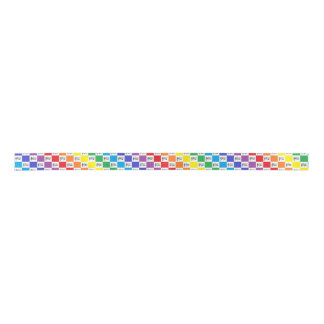 Checkered Rainbow and Musical Notes Satin Ribbon