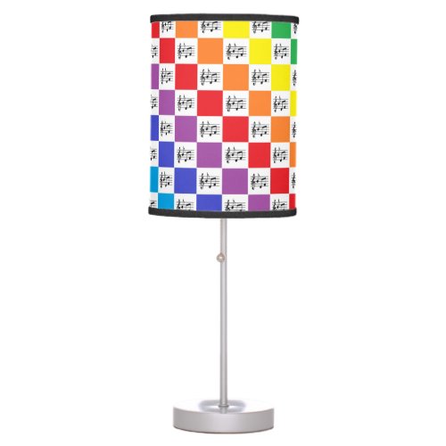 Checkered Rainbow and Musical Notes Table Lamp
