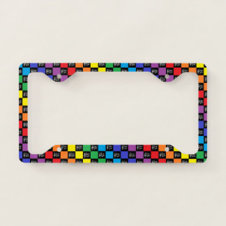 Checkered Rainbow Black and Musical Notes License Plate Frame