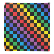 Checkered Rainbow Black Bandana Checkered Rainbow Black Bandana