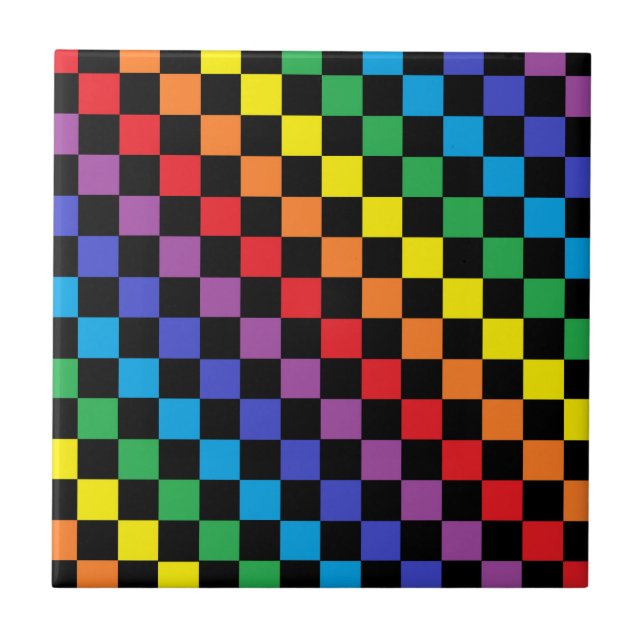 Checkered Rainbow Black Tile (Front)