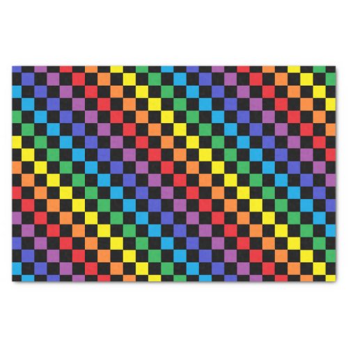 Checkered Rainbow Black Tissue Paper