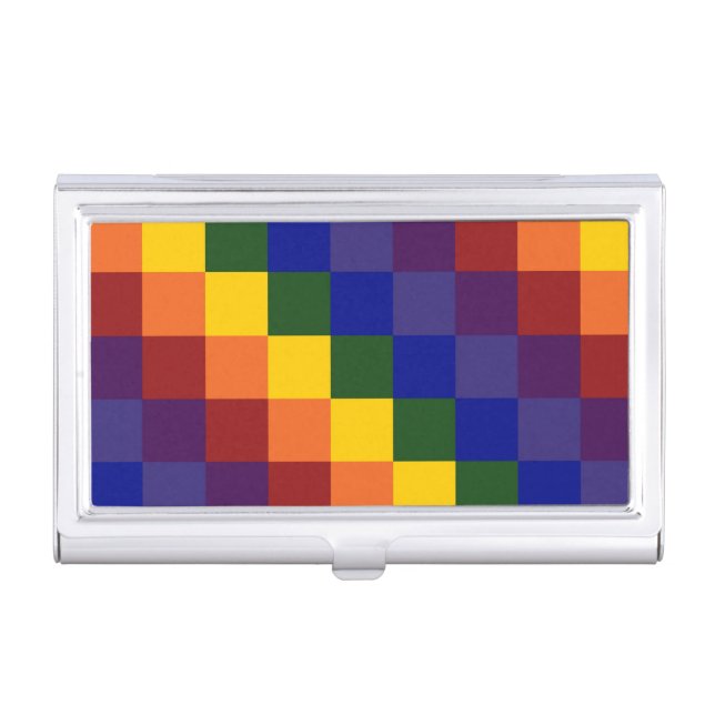 Checkered Rainbow Business Card Case (Front)