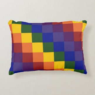 Checkered Rainbow Decorative Pillow
