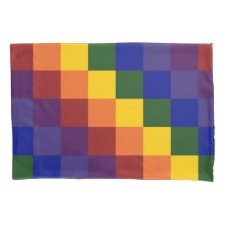 Checkered Rainbow Geometric Pattern Pillowcase