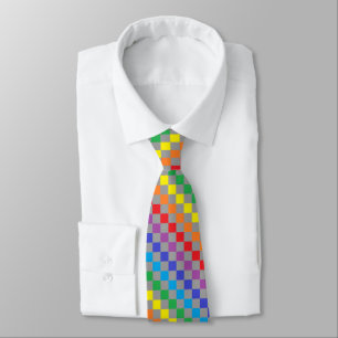 Checkered Rainbow Gray Tie