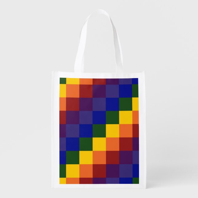Checkered Rainbow Grocery Bag (Front)