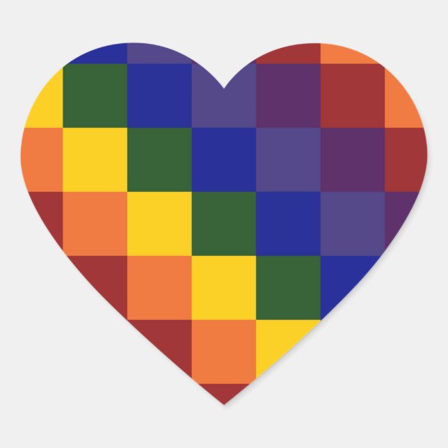 Checkered Rainbow Heart Sticker (Front)