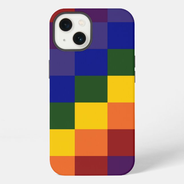 Checkered Rainbow Iphone Case (Back)