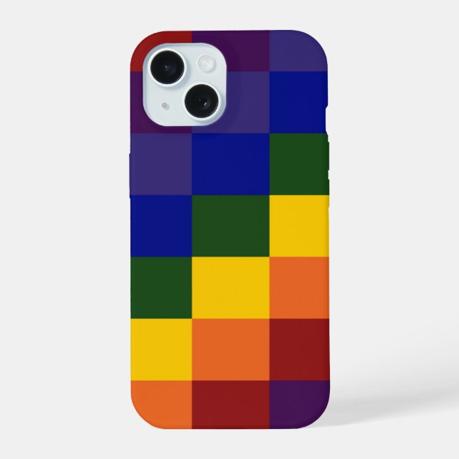 Checkered Rainbow Iphone Case (Back)