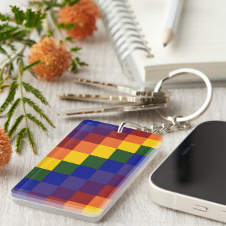 Checkered Rainbow Keychain