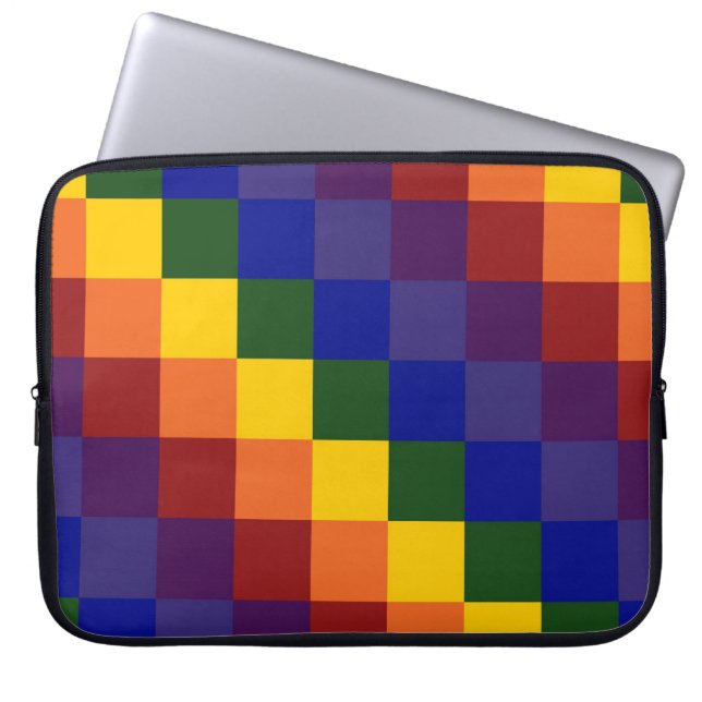 Checkered Rainbow Laptop Sleeve (Front)