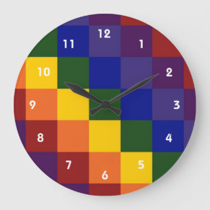 Checkered Rainbow Large Clock