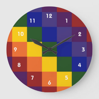 Checkered Rainbow Large Clock