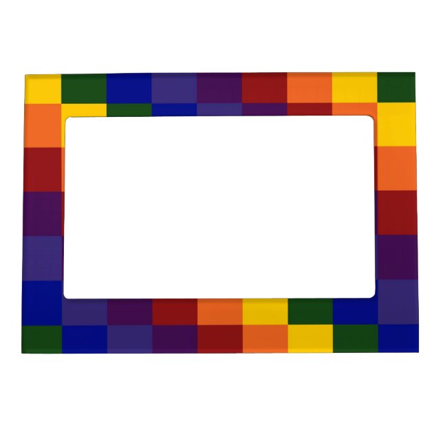 Checkered Rainbow Magnetic Photo Frame (Front)