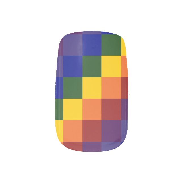 Checkered Rainbow Minx Nail Wraps (Left Thumb)